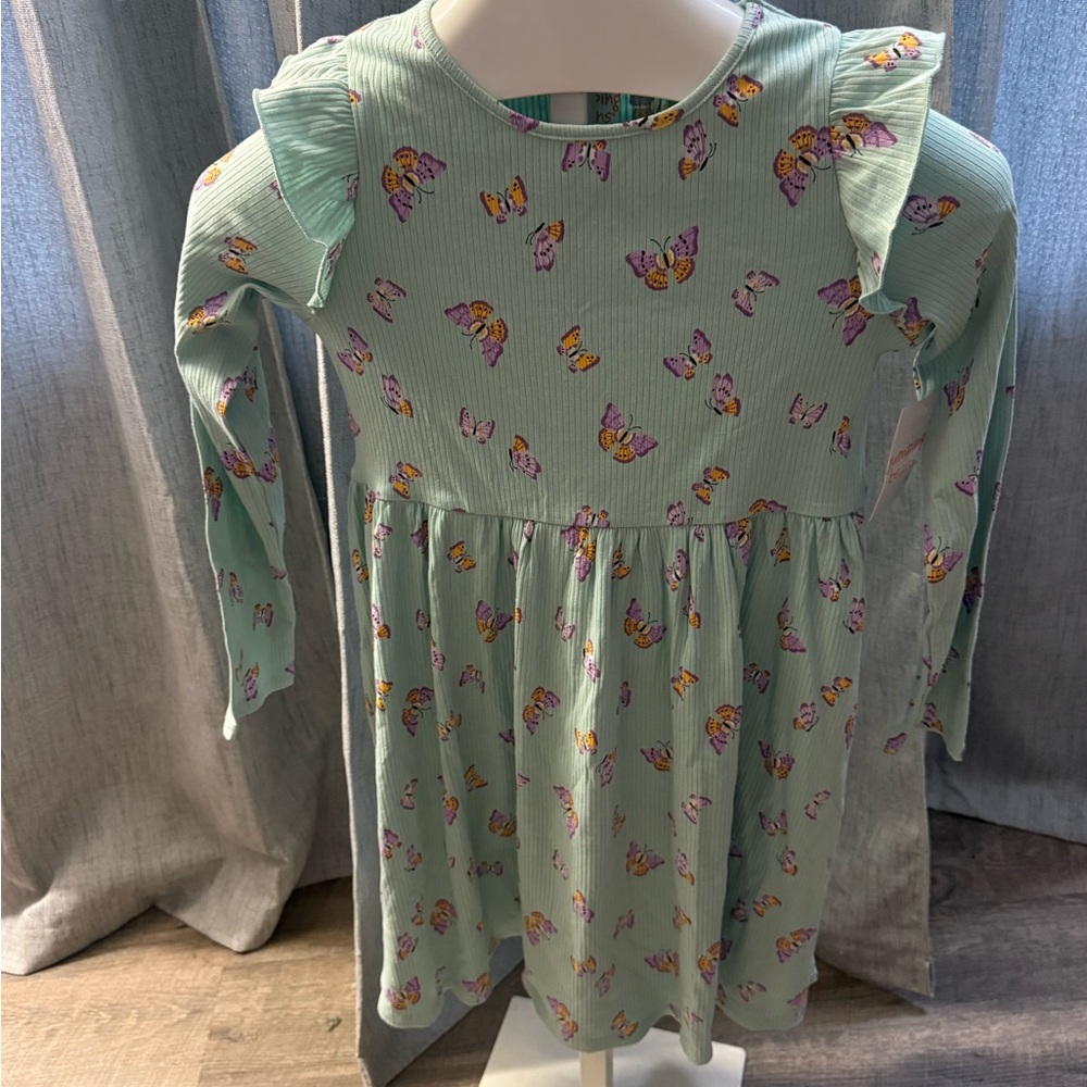 Jumping Beans Light Green Dress with Butterfly Design